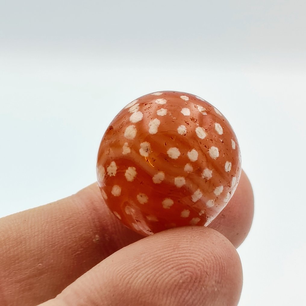 古缅甸，Pyu国家 蚀刻玛瑙 具有特殊设计的珠子护符 - 20 mm #2.1