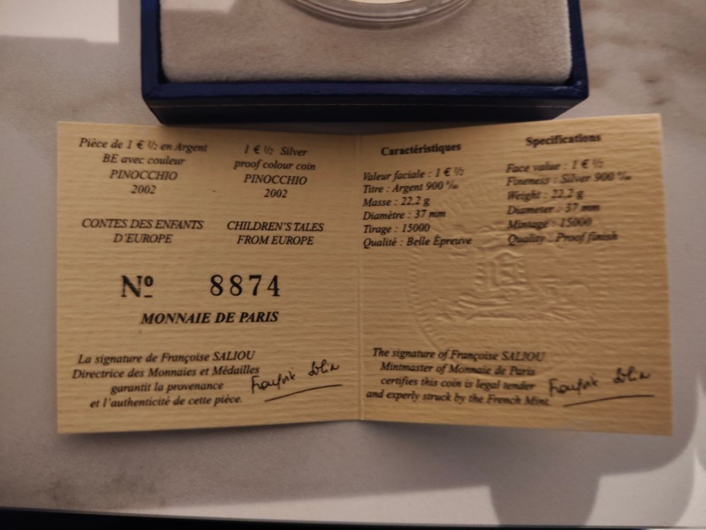 Γαλλία. 1 1/2 Euro 2002 "Pinocchio" Proof  (χωρίς τιμή ασφαλείας) #3.2