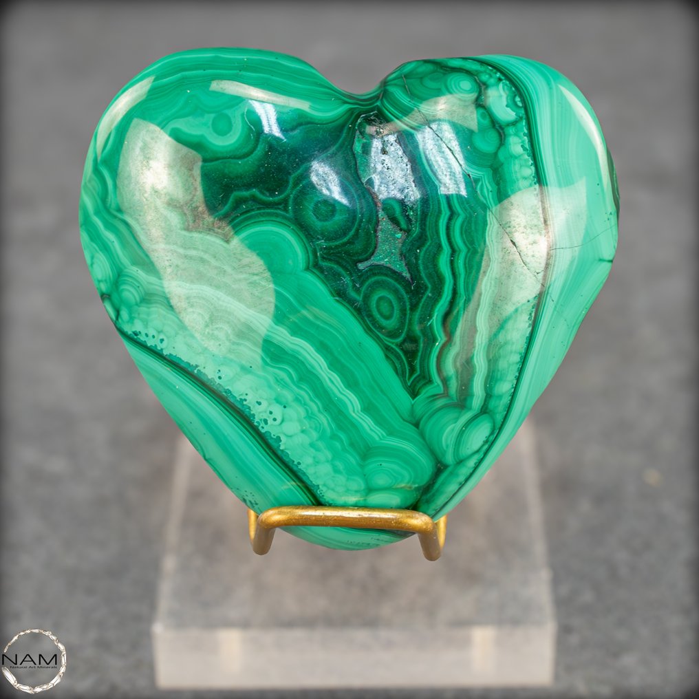 自然的美丽孔雀石 心脏,顶级品质- 236.25 g #1.0