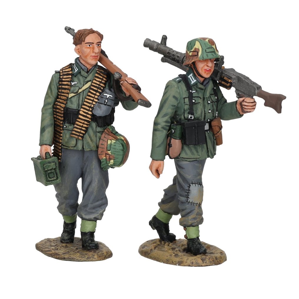 King & Country - World War II - Waffen SS - Statuetta - WS120 “Walking Machine Gun Team” - Metallo bianco #1.0