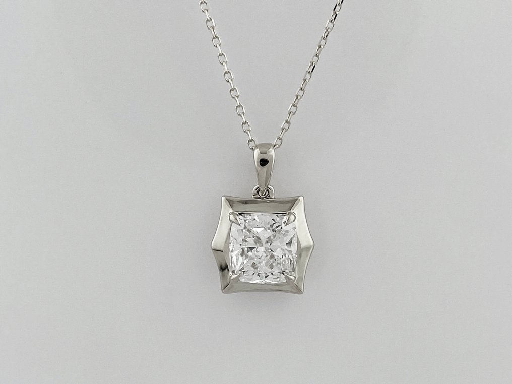 Κολιέ με μενταγιόν - 14 καράτια Λευκός χρυσός -  2.07ct. tw. Διαμάντι (Εργαστηριακής καλλιέργειας) #1.0