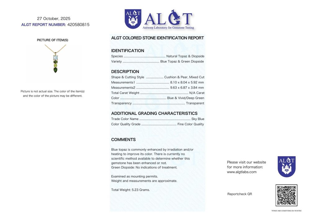 Sans Prix de Réserve - Collier Argent - Gemmes mixtes - Certifié #2.1