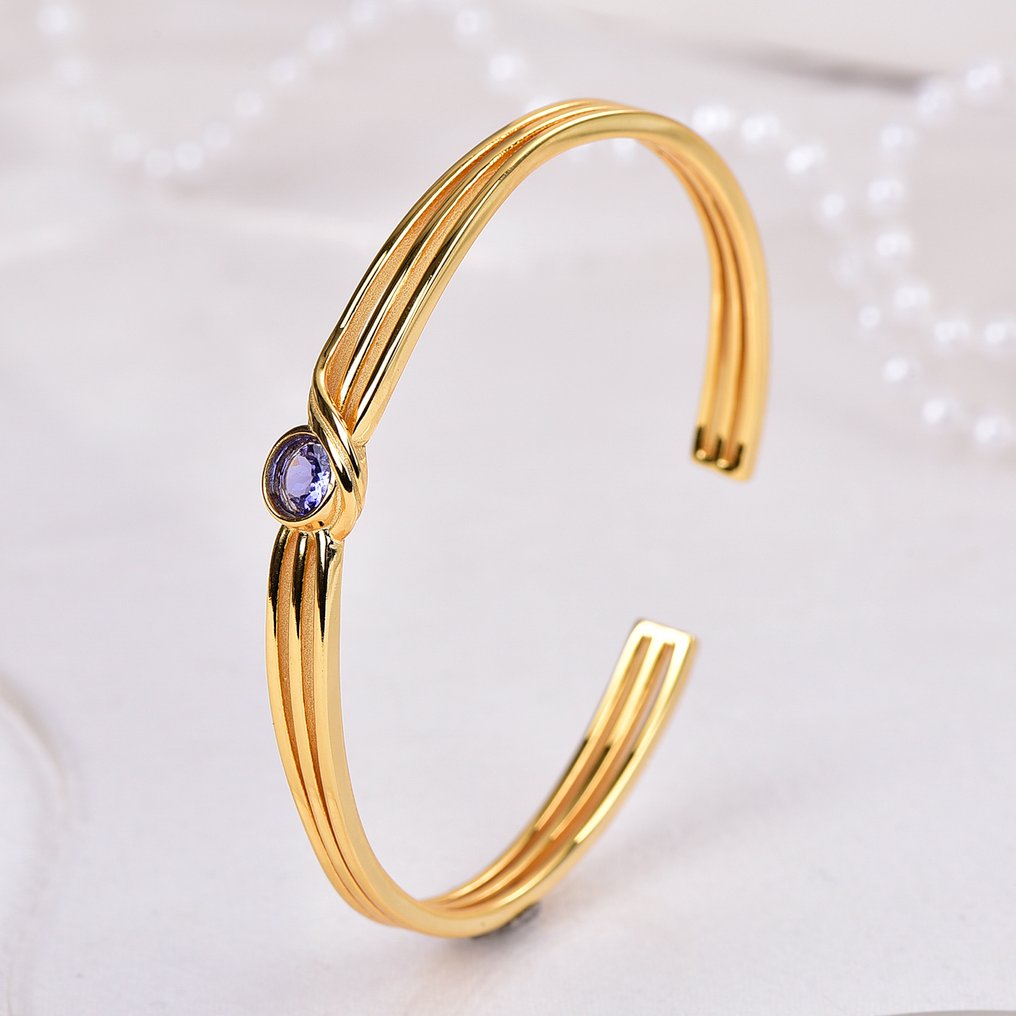 Senza Prezzo di Riserva - Bracciale Argento - Tanzanite - Certificata #1.0