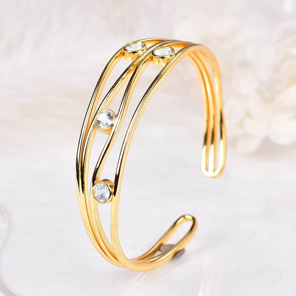 Senza Prezzo di Riserva - Bracciale Argento - Aquamarine - Certificato #3.2