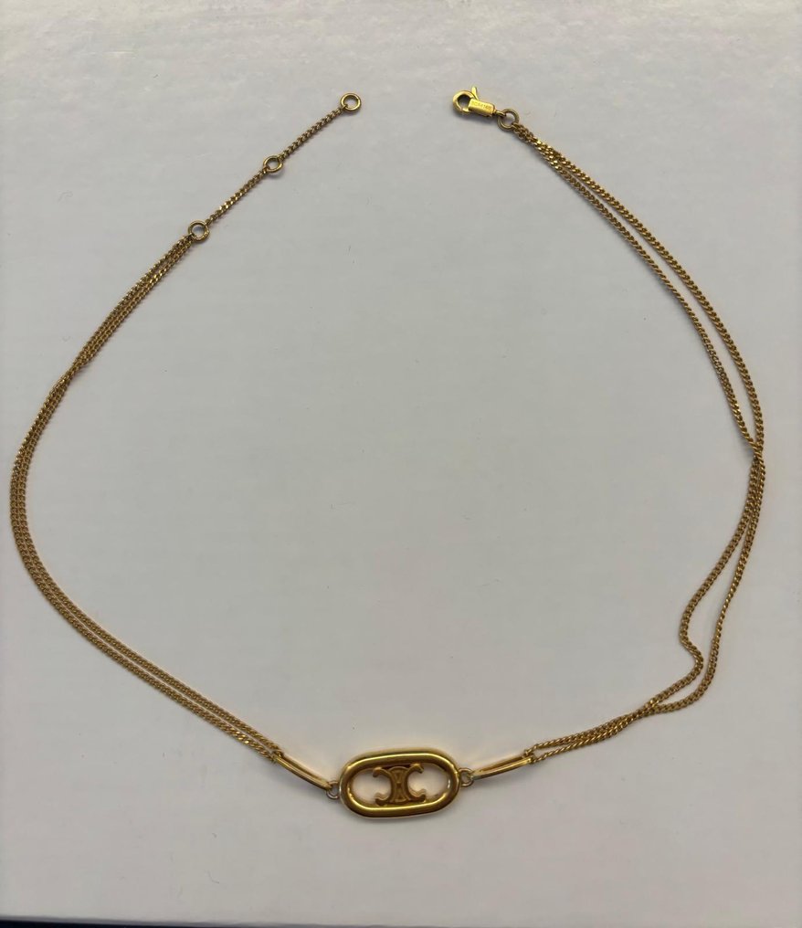 没有保留价 - Céline - 贴颈项链 - Triomphe 黄铜 #1.0