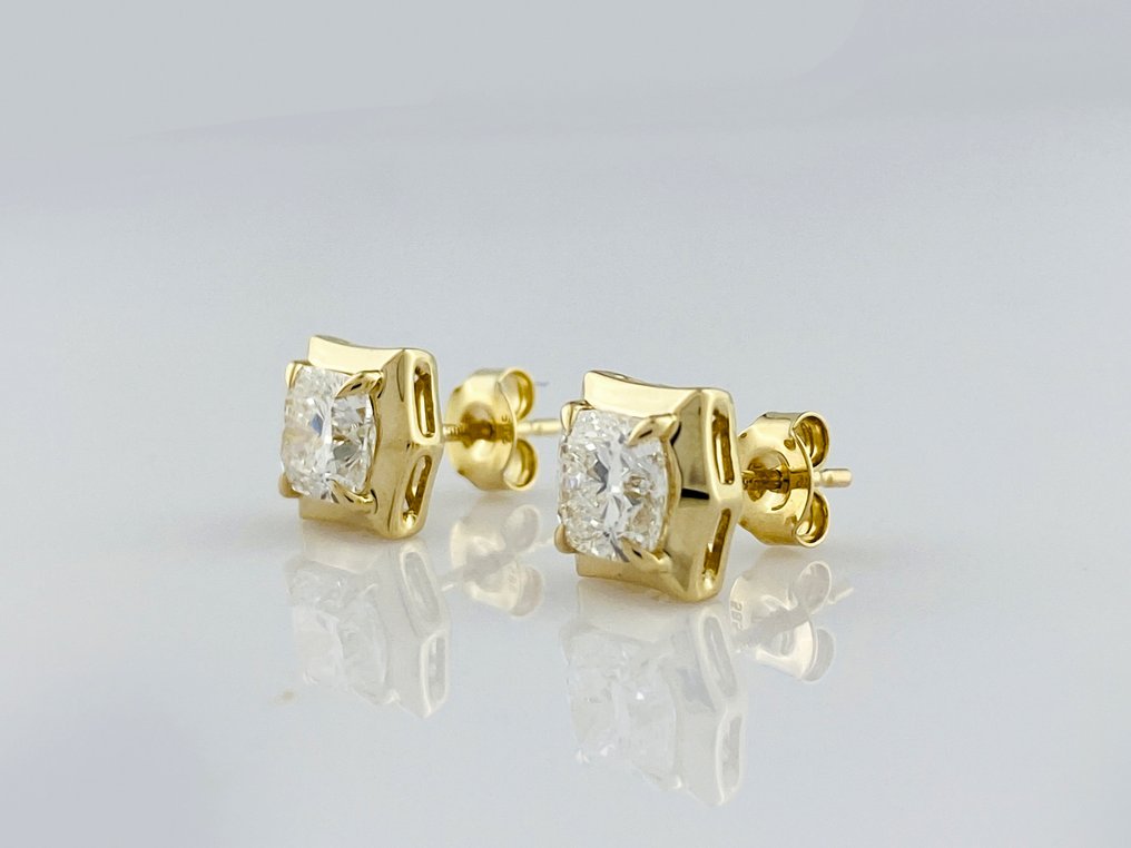 Boucles d'oreilles - 14 carats Or jaune -  2.15ct. tw. Diamant (Cultivé en laboratoire) #1.0