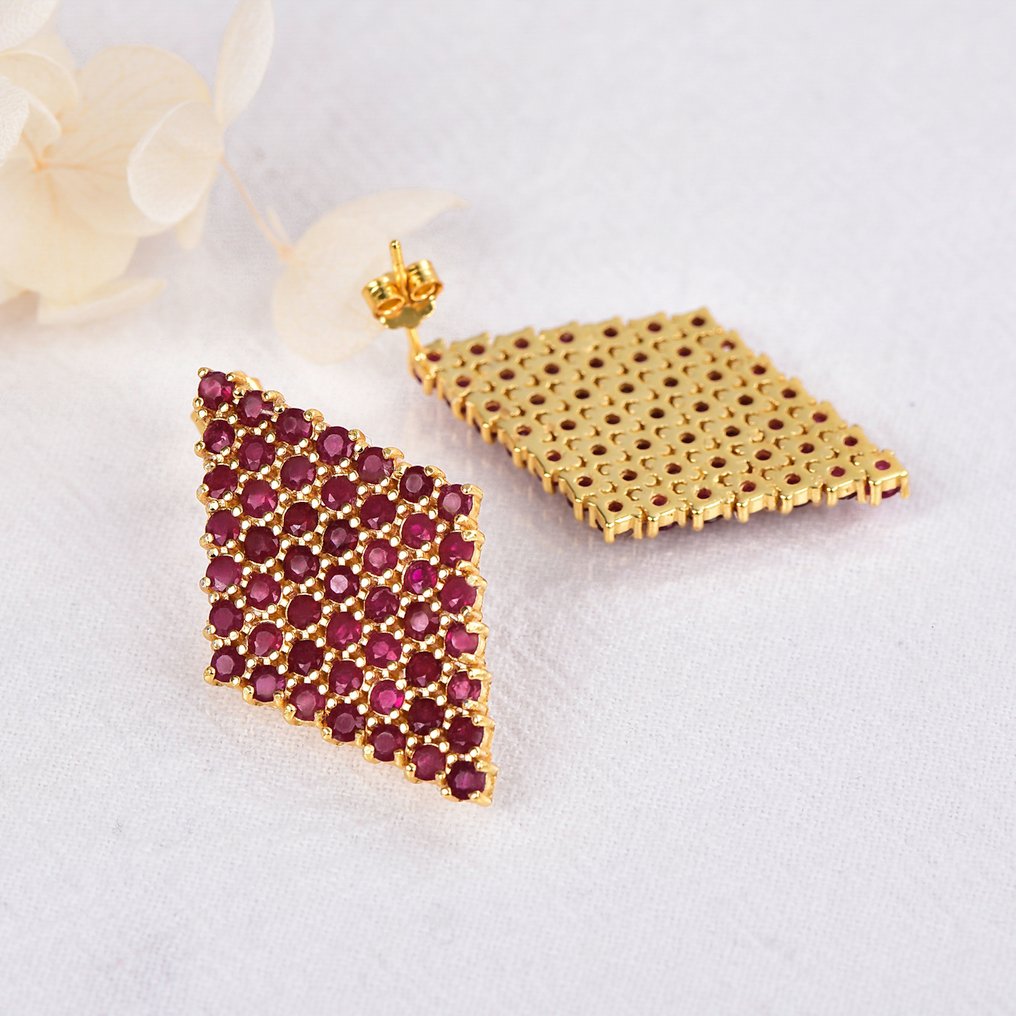 Ingen mindstepris - Øreringe Sølv - Ruby - Certificeret #4.3