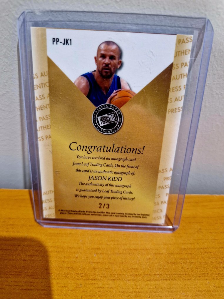 Leaf Press Pass Authentics Jason Kidd /3 Tarjeta autografiada, Limited edition, Serialised card - 1 Card - Excellent (EX) #1.0