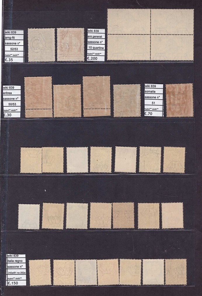 Ιταλία  - Συλλογή ιταλικών γραμματοσήμων με ποικιλίες, όλα MNH**. - sassone #1.0