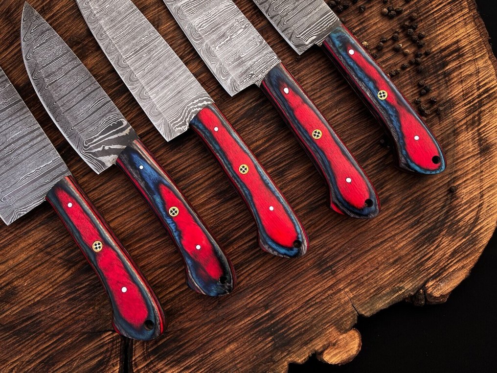 廚刀 - 厨房厨师刀具套装 目的:室内外日常用途 (UZ-277) - 美国异国木材柄和折叠钢 - 美國 - 厨房与烧烤套装 #3.2