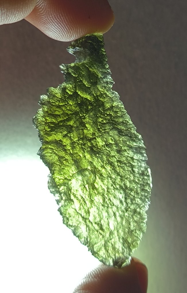 Moldavite from Chlum, South Bohemia - Height: 56 mm - Width: 26 mm - 6.9 g #3.2