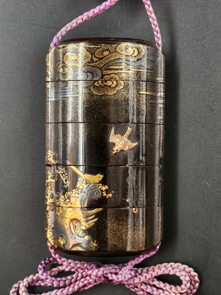 Inro, ojime Edo-perioden - Træ, lak, guld, sort - Hōshū 宝ふn - Japan - Midten af Edo-perioden #2.1