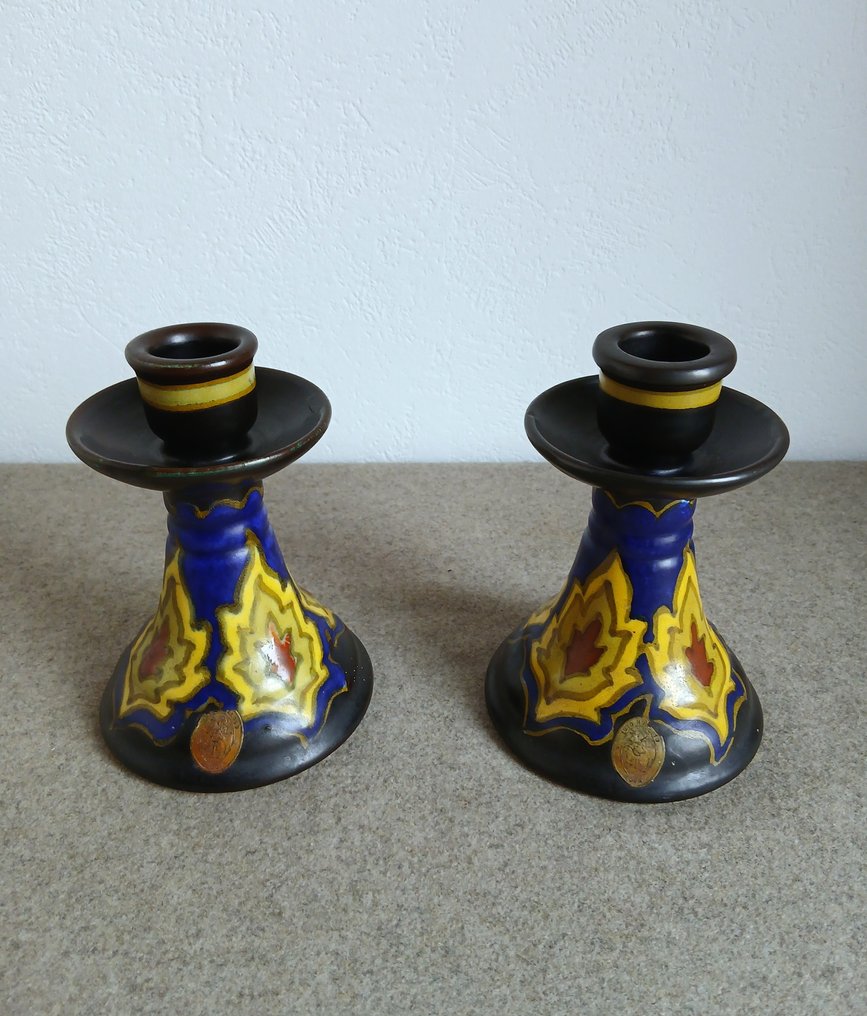 Plateelbakkerij Zuid-Holland - Κηροπήγιο (2) - Πήλινο, Gouda pottery - περίοδος 1928 #1.0