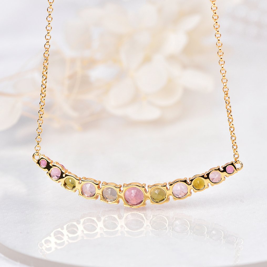 Senza Prezzo di Riserva - Collana Argento - Tourmaline - Certificata #4.3