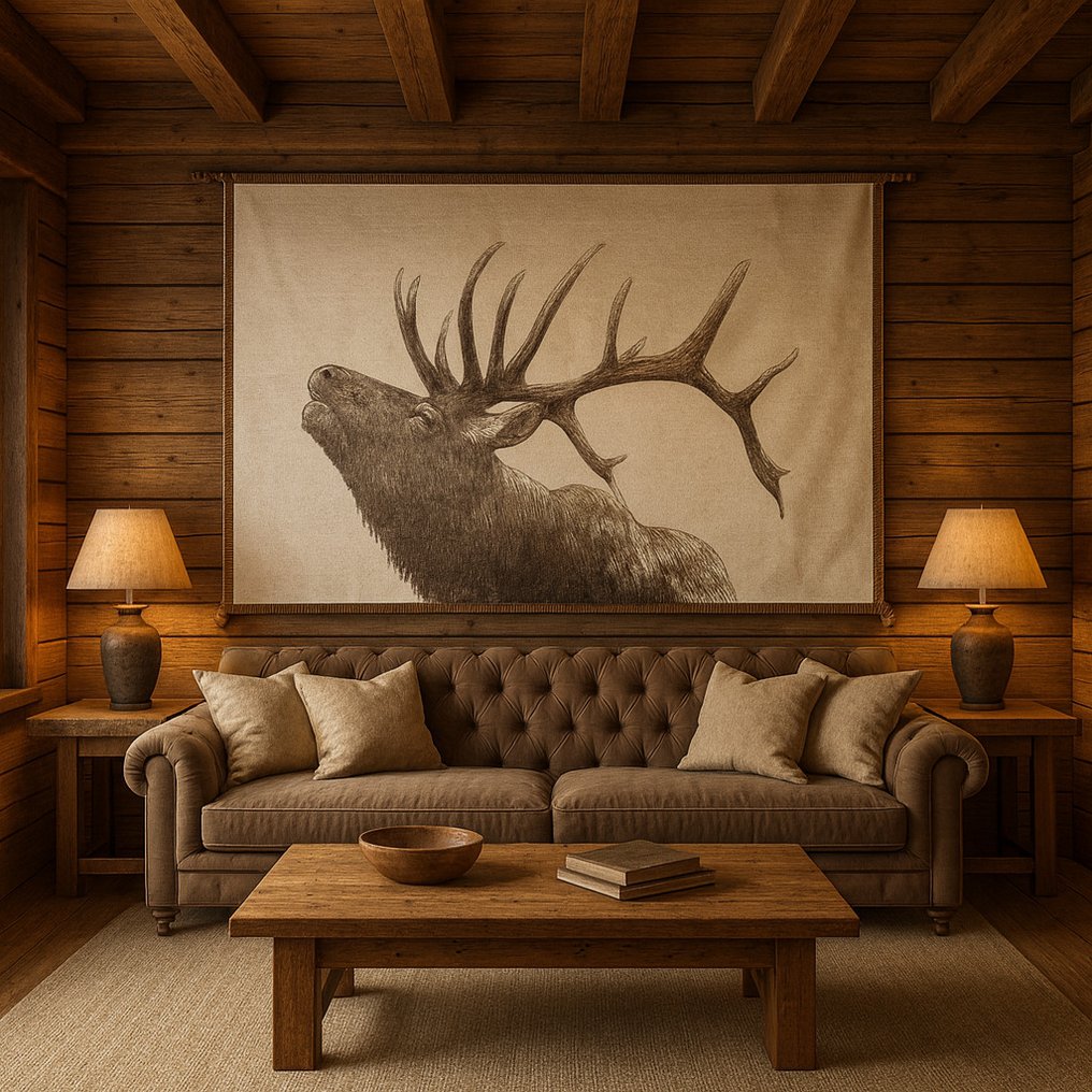 Raro Arazzo Jacquard in Lana di Alpaca e cotone- 105x140cm- Bramito del Cervo - Tessuto - 105 cm - 140 cm #1.0