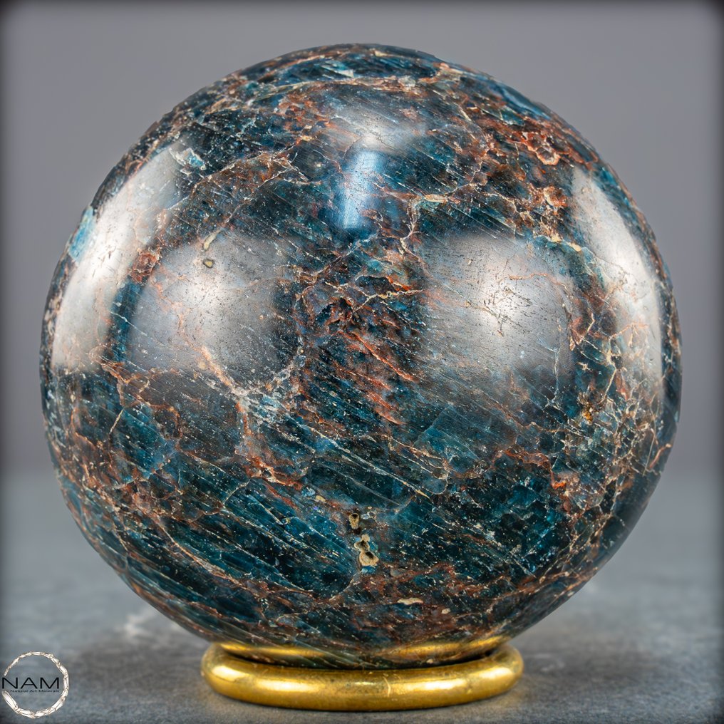 Beautiful apatite sphere The radiant depth of the ocean in crystalline form- 943.08 g #1.0