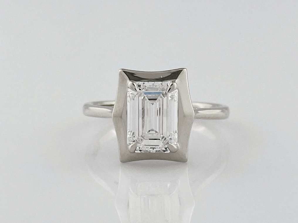 Sormus - 14 kt. Valkokulta - 2.04ct. tw. Timantti (Laboratoriossa kasvatettu) #2.1