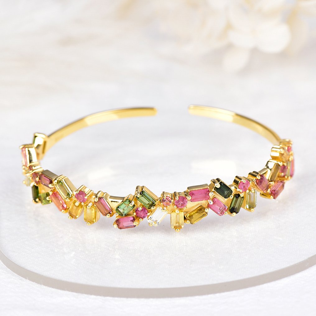 χωρίς τιμή ασφαλείας - Βραχιόλι Ασημί - Tourmaline - Πιστοποιημένο #1.0