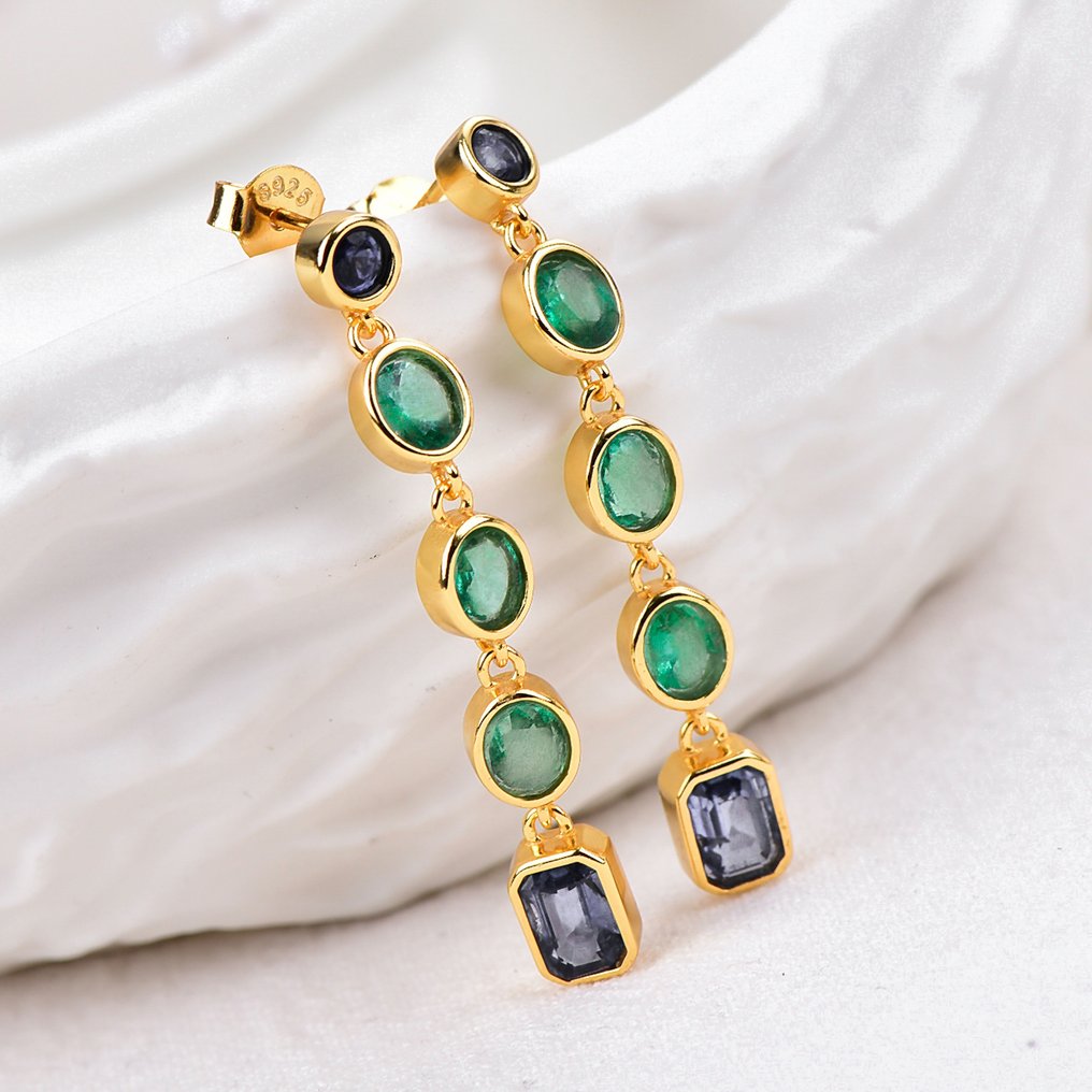 Senza Prezzo di Riserva - Orecchini Argento - Gemstone miste - Certificato #1.0