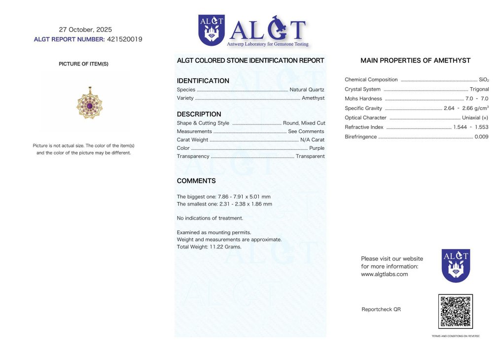 Sans Prix de Réserve - Pendentif Argent - Gemmes mixtes - Certifié #2.1