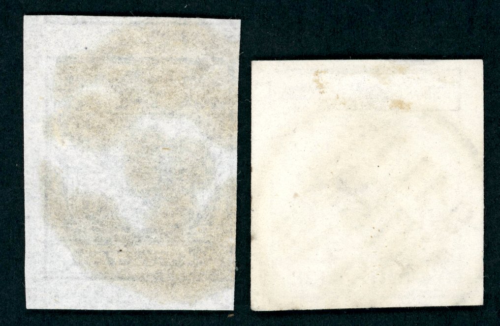 Autriche 1850 - Autriche 1ère édition - 2 Kabinettmarken 2 Kr schwarz auf Handpapierund auf Maschinenpapier Mi.Nr. 2 XaI und 2 YaIII #1.0