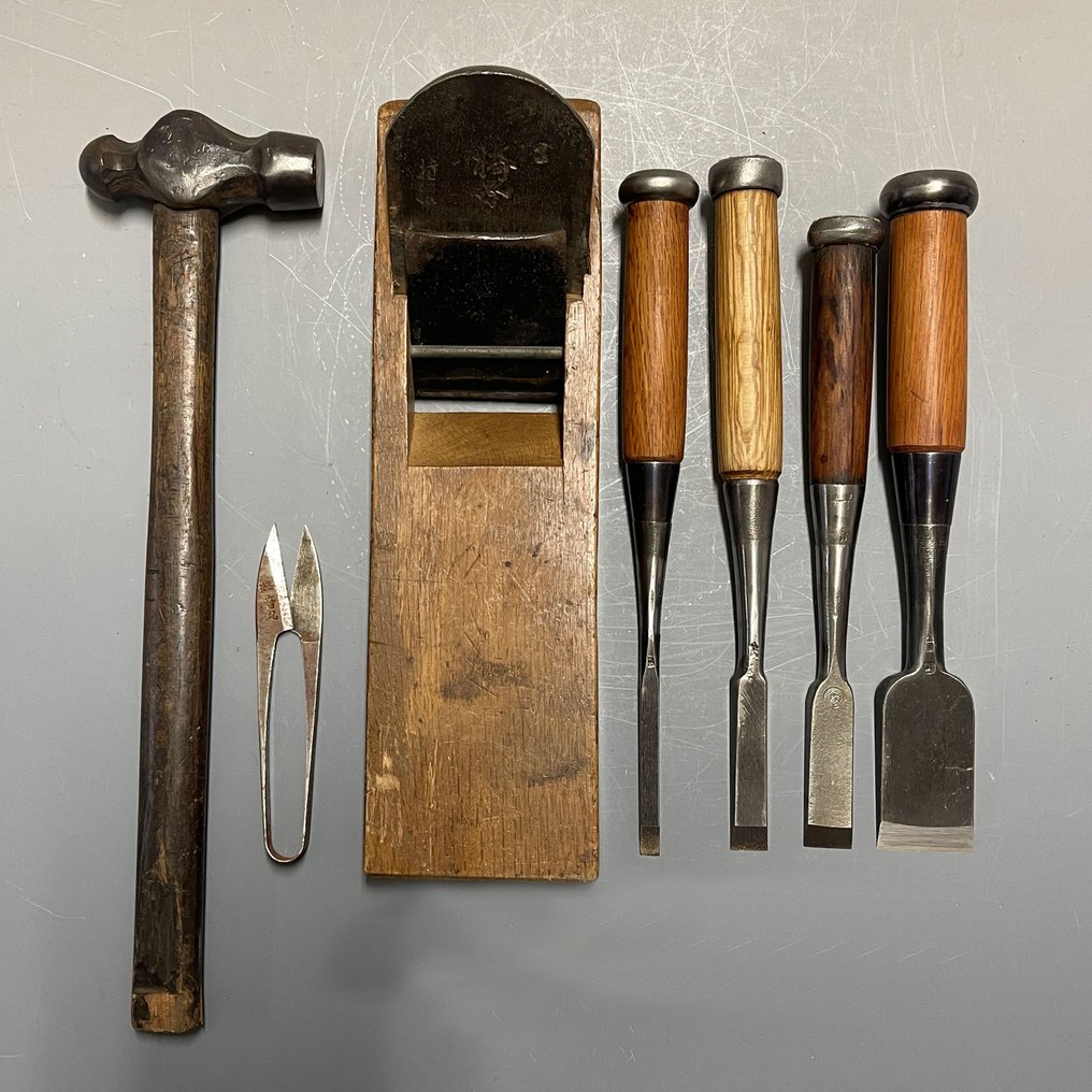 Nomi, Kanna, Kanazuchi, Nigiri | Chisels, Hand Plane, Hammer, Scissors, - Working tool (7)  - Japanese Carpentry Carved #1.0
