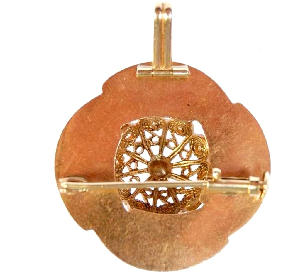 Pendant - 14 kt. Rose gold - Pearl - Victorian Antique Brooch #1.0