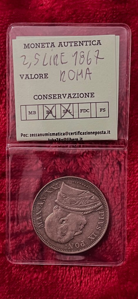 roma Pio IX. 2,5 lire 1867 (Nincs minimálár) #2.1