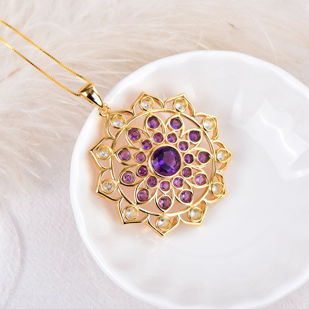 Sans Prix de Réserve - Pendentif Argent - Gemmes mixtes - Certifié #4.3