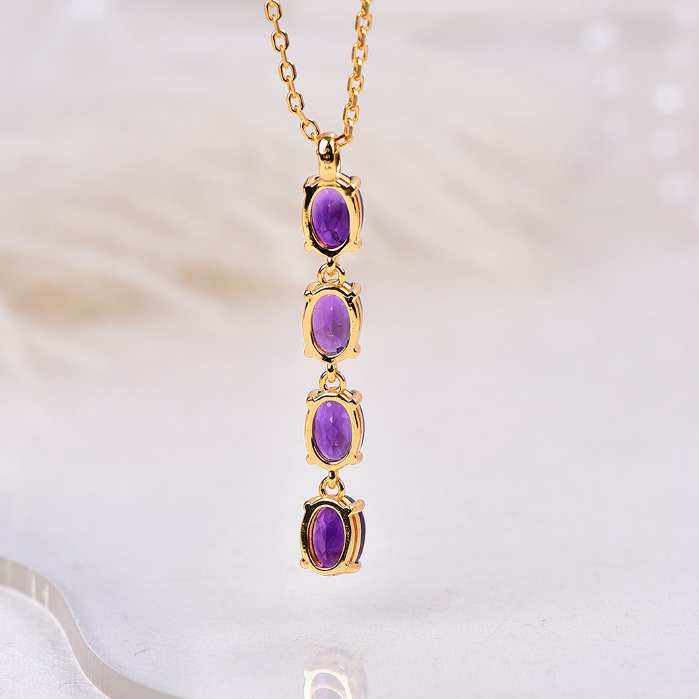 Senza Prezzo di Riserva - Collana Argento - Amethyst - Certificato #4.3