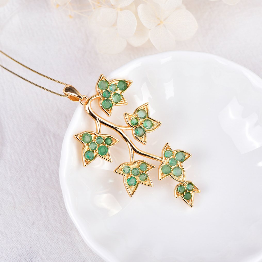 Nincs minimálár - Függő Ezüst - Emerald - Certified #4.3