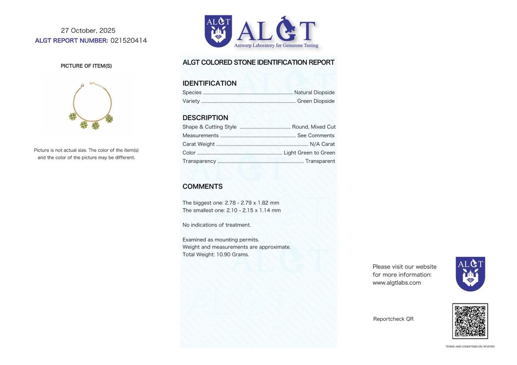 Zonder Minimumprijs - Armband Zilver - Diopsiedel - Gecertificeerd #2.1