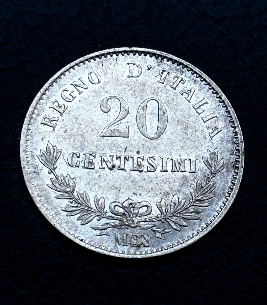 Italia, Kongeriket Vittorio Emanuele II. 20 Centesimi 1863 Milano (Ingen reservasjonspris) #1.0