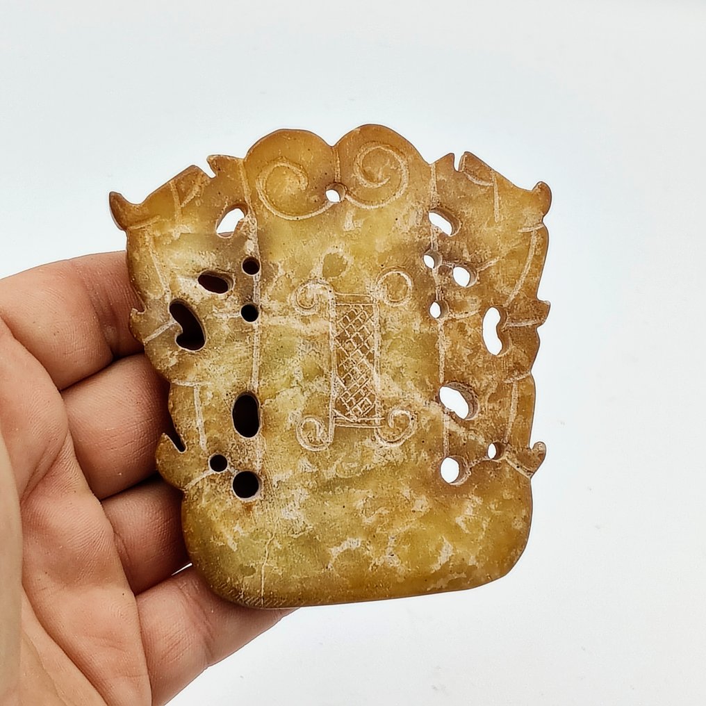 Αρχαία Κινέζικη Νεφρίτης Ματάκι με χάντρες με σχέδια τίγρης - 86 mm  (χωρίς τιμή ασφαλείας) #1.0