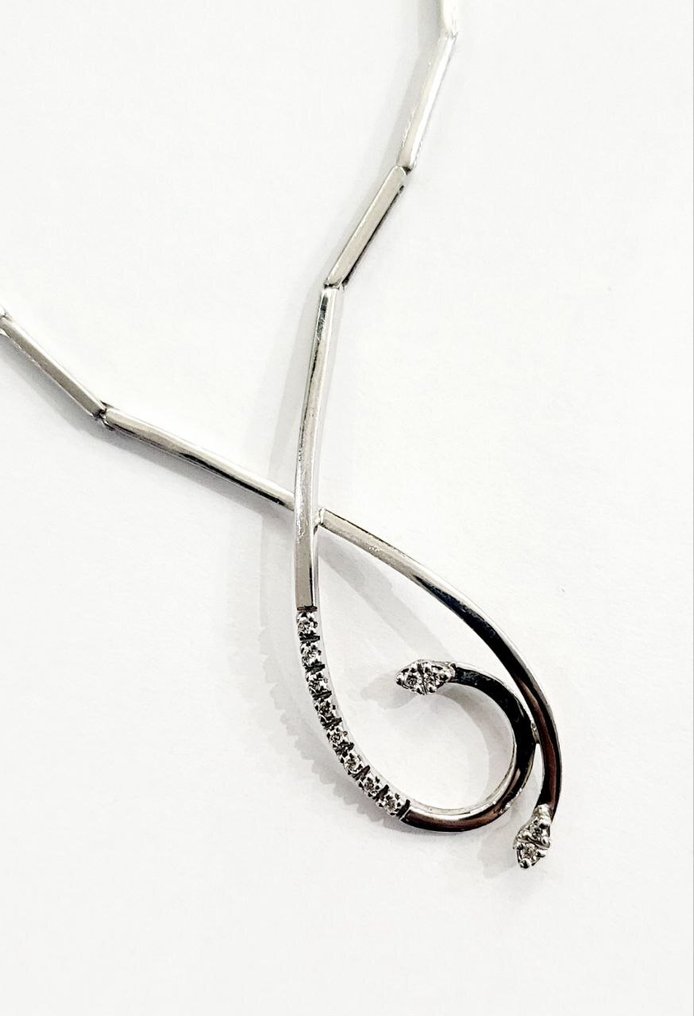 Κολιέ κολάρο - 18 καράτια Λευκός χρυσός -  0.25ct. tw. Διαμάντι (Φυσικό)  - Κατασκευασμένο στην Ιταλία #3.2