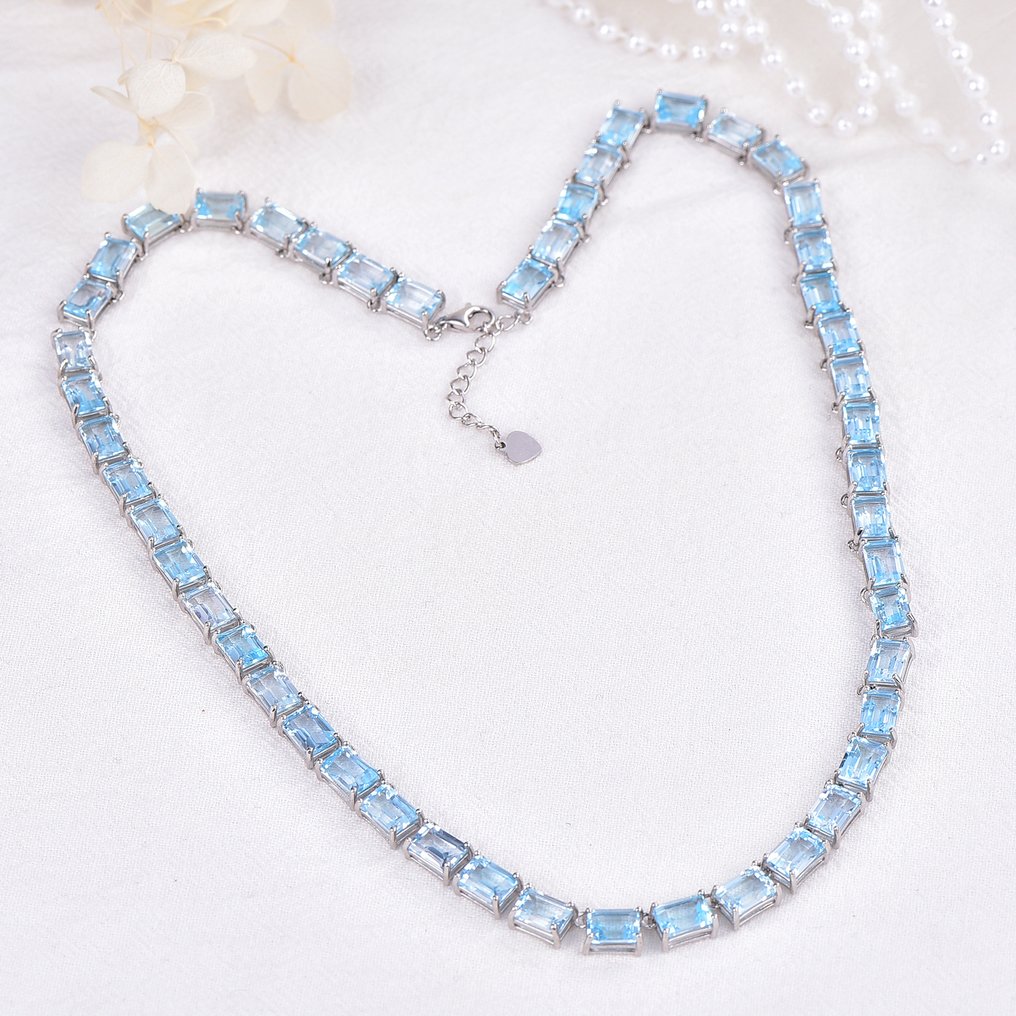 Senza Prezzo di Riserva - Collana Argento - Topaz - Certificato #4.3