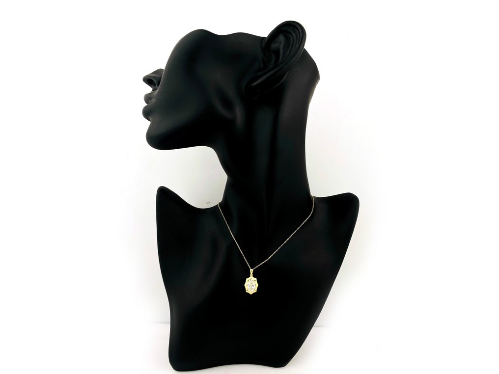 吊墜頸鏈 - 14 克拉 黃金 - 2.02ct. tw. 鉆石 (實驗室培育) #1.0