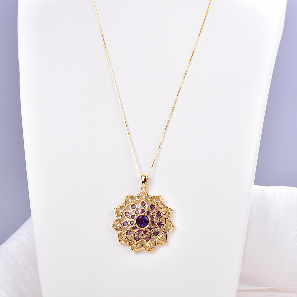 Sans Prix de Réserve - Pendentif Argent - Gemmes mixtes - Certifié #1.0