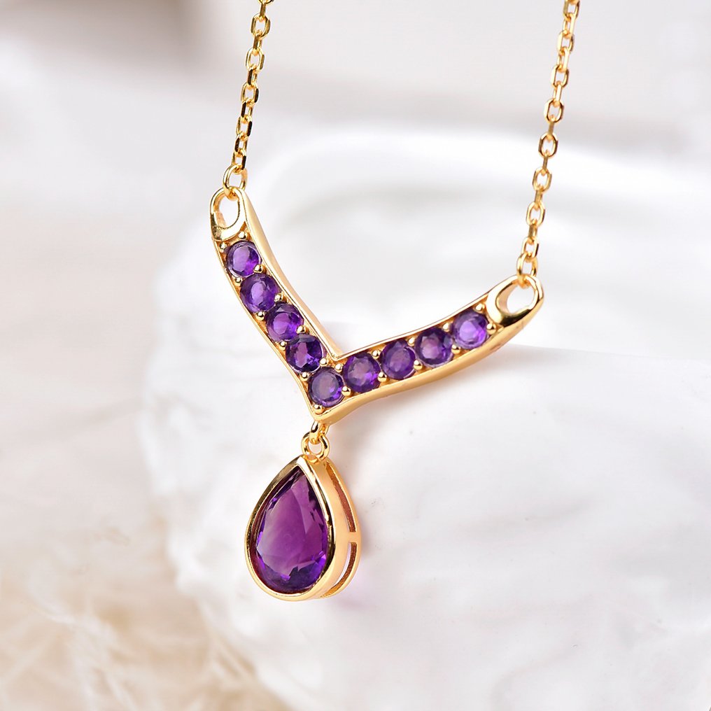 χωρίς τιμή ασφαλείας - Κολιέ Ασημί - Amethyst - Πιστοποιημένο #1.0