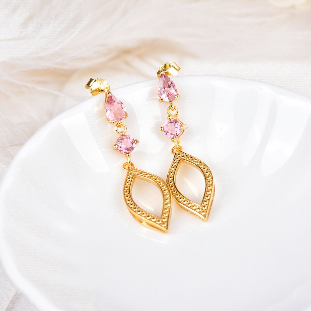 Zonder Minimumprijs - Oorbellen Zilver - Tourmaline - Gecertificeerd #3.2