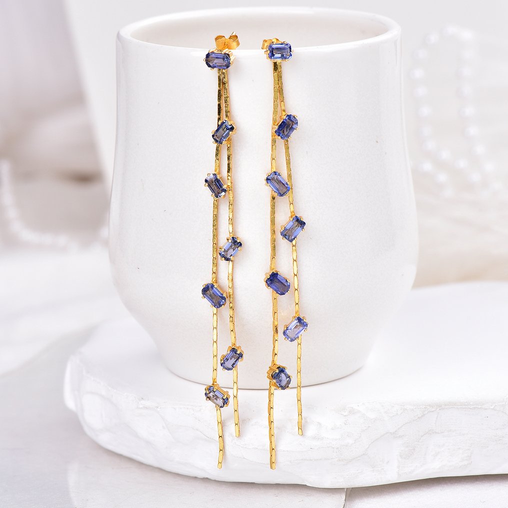 Zonder Minimumprijs - Oorbellen Zilver - Sapphire - Gecertificeerd #1.0