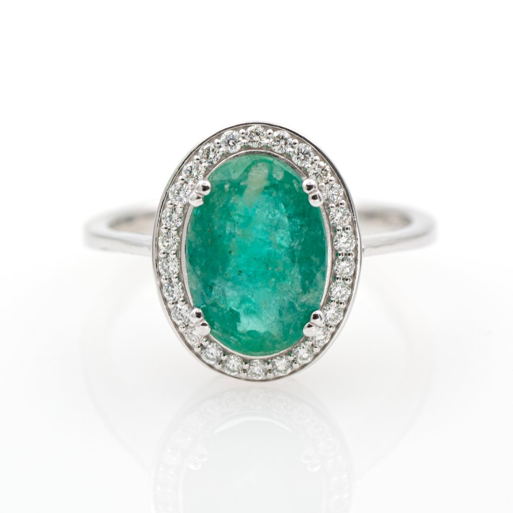 No Reserve Price - Ring - 18 kt. White gold - 2.61ct. tw. Emerald - Diamond #1.0