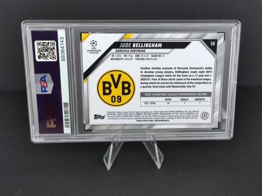 2021/22 Topps Chrome UCL Jude Bellingham Black White - PSA 8 Graded card #2.1