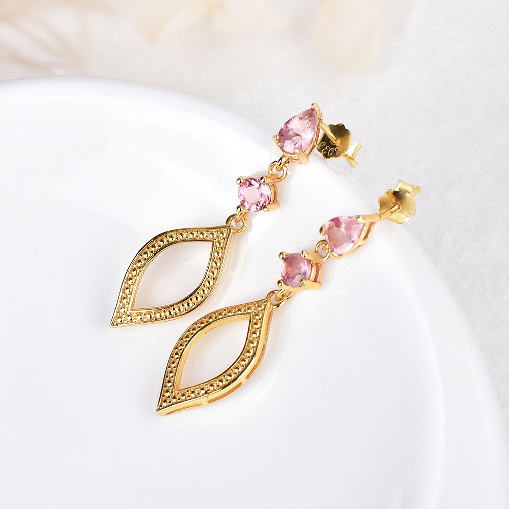 Zonder Minimumprijs - Oorbellen Zilver - Tourmaline - Gecertificeerd #1.0