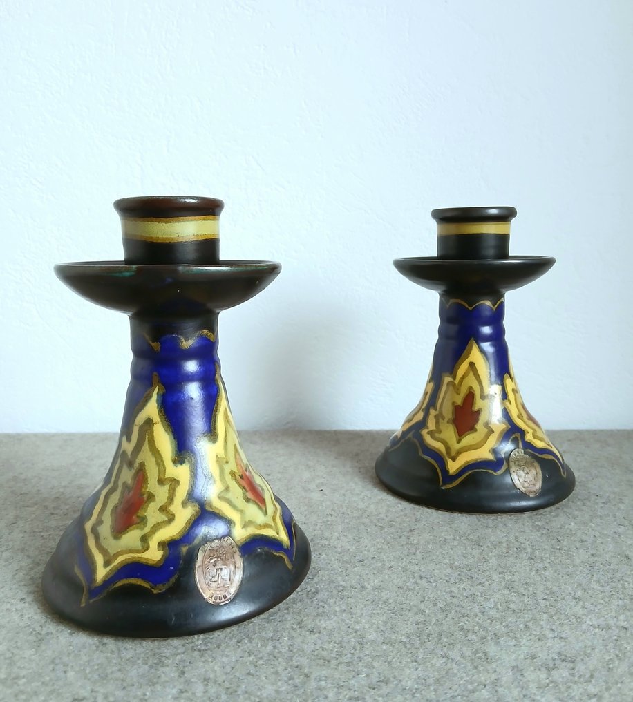 Plateelbakkerij Zuid-Holland - Κηροπήγιο (2) - Πήλινο, Gouda pottery - περίοδος 1928 #2.1