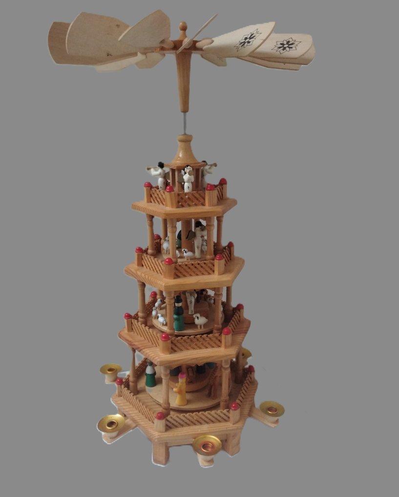 Christmas figurine - Rotating Christmas pyramid, 4-tiered - 56 cm - top - Wood #1.0