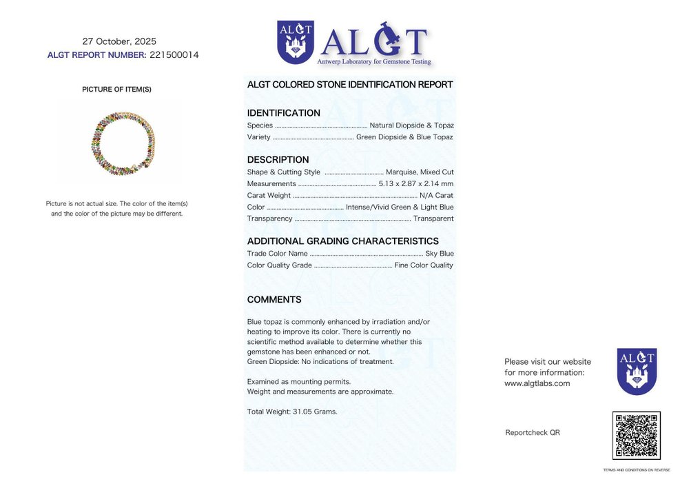 Senza Prezzo di Riserva - Collana Argento - Gemstone miste - Certificato #2.1