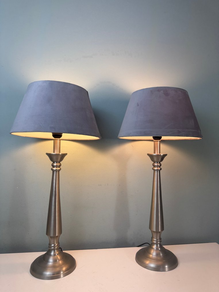 Light makers - Φωτιστικό (2) - Εκλεπτυσμένο σετ λαμπτήρων με γκρι βελούδινα καπέλα λαμπτήρων - Μέταλλο #2.1