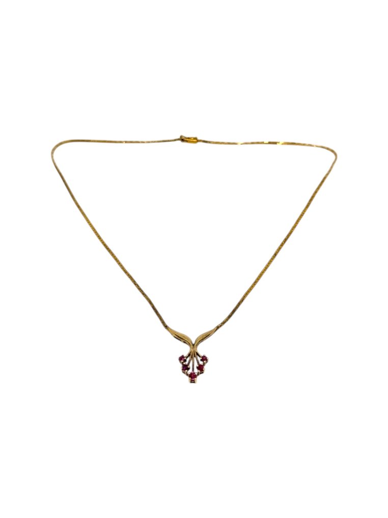 Sans Prix de Réserve - Collier - 18 carats Argent, Or jaune, Plaqué or Rubis #2.1