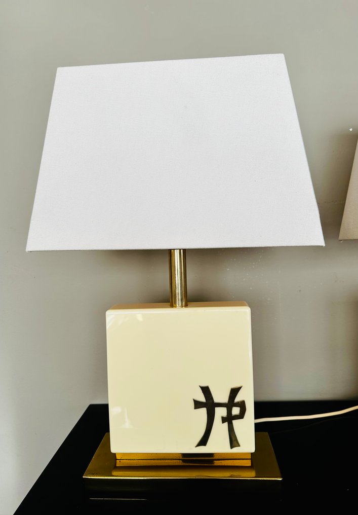 Jean Claud Mahey - Jean Claude Mahey, Attributed - Lamppu (2) - Kullattu messinki - Jean Claud Maher vintage #3.2